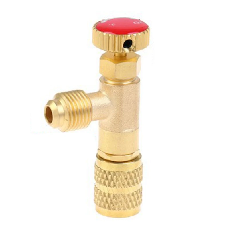 Air Conditioning Refrigerant Safety Valve R410A R22 1/4 Inch Refrigeration Charging Safety Liquid Adapter Hand Tool