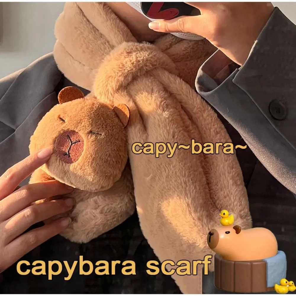 

Cute Capybara Kawaii Plush Scarf Japanese Animal Winter Thickened Warmth Women Crossover Neckerchief Student Windproof Scarves