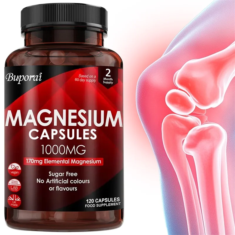 Magnesium Capsules 1000mg - Supports Quality of Sleep, Focus, Memory & Learning Brain, Joint Health