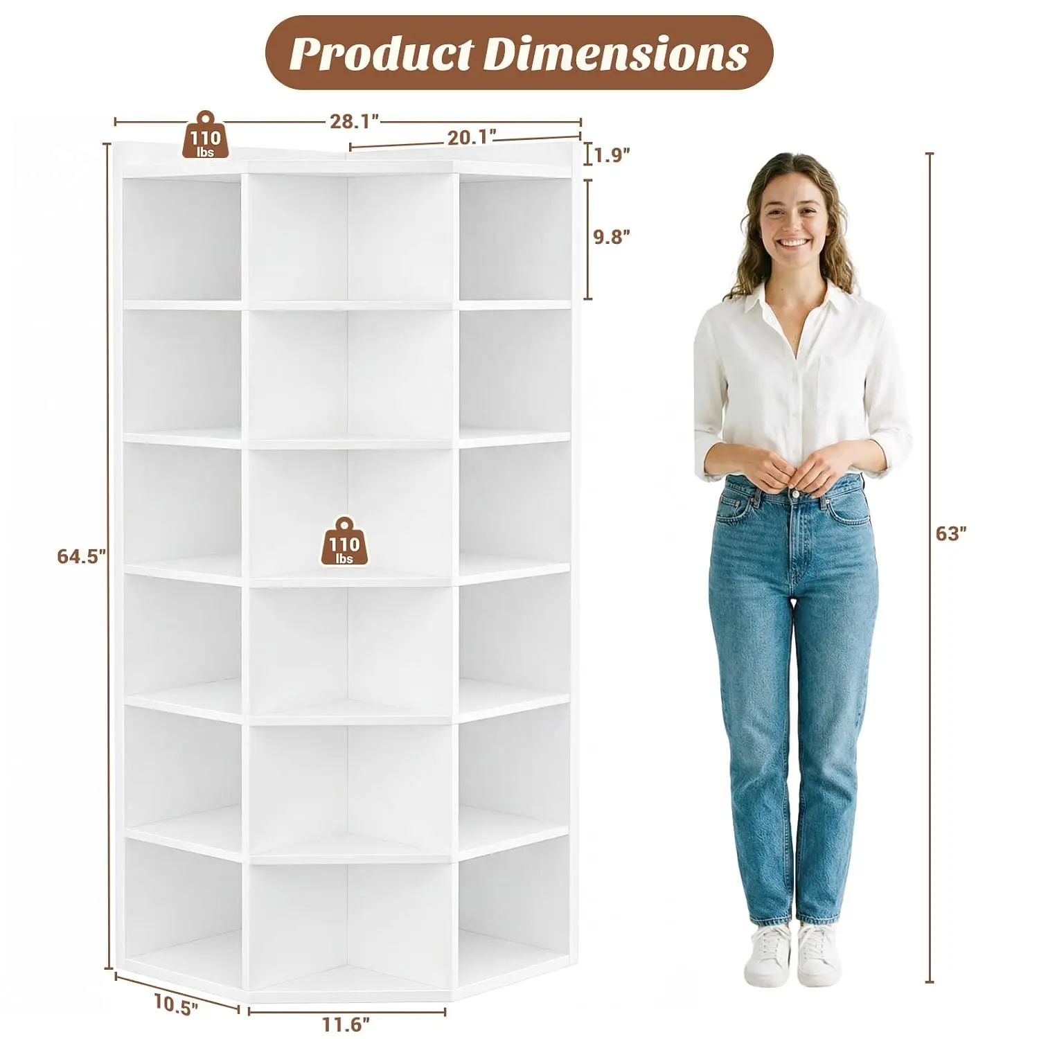 7-Tier Corner Cube Bookshelf With Charging Station, Corner Cabinet, Customized