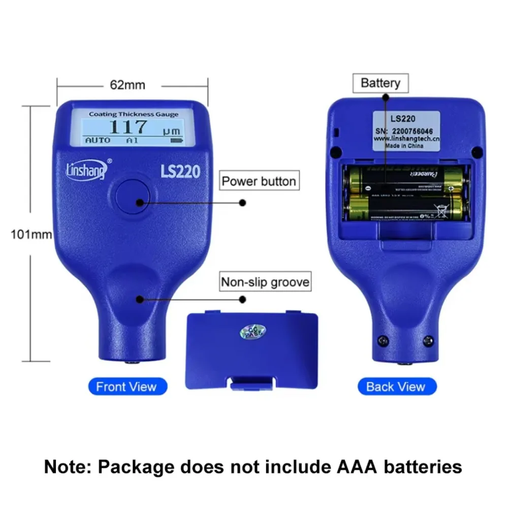 Testador de espessura de revestimento de pintura habilitado por bluetooth 0-3500μm 0.1μm fe nfe medidor de sonda ls220 para medidor de espessura de