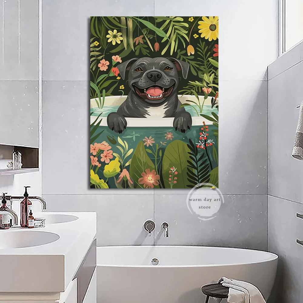 Cavoodle French Bulldog Dachshund Shiba Inu Corgi Greyhound Canvas Painting Wall  Jungle Tropical Poster Print Bathroom Decor