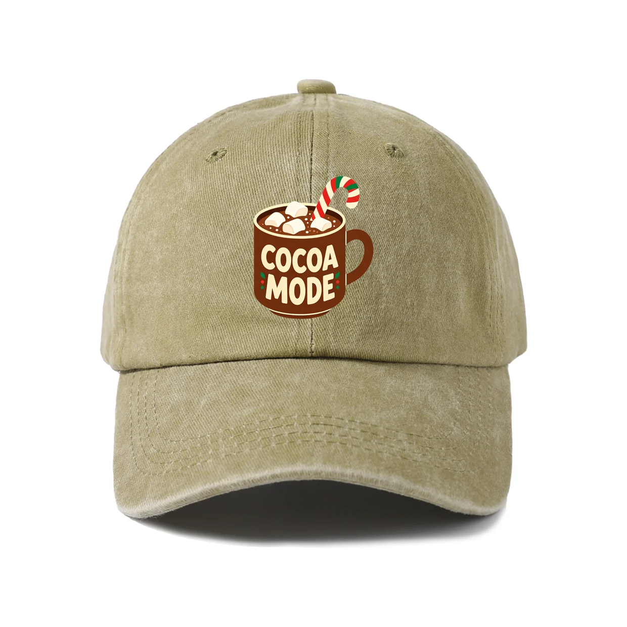 Cocoa Mode Graphic Vintage Washed Baseball Cap, Adjustable Unisex Dad Hat, Weekend Gift