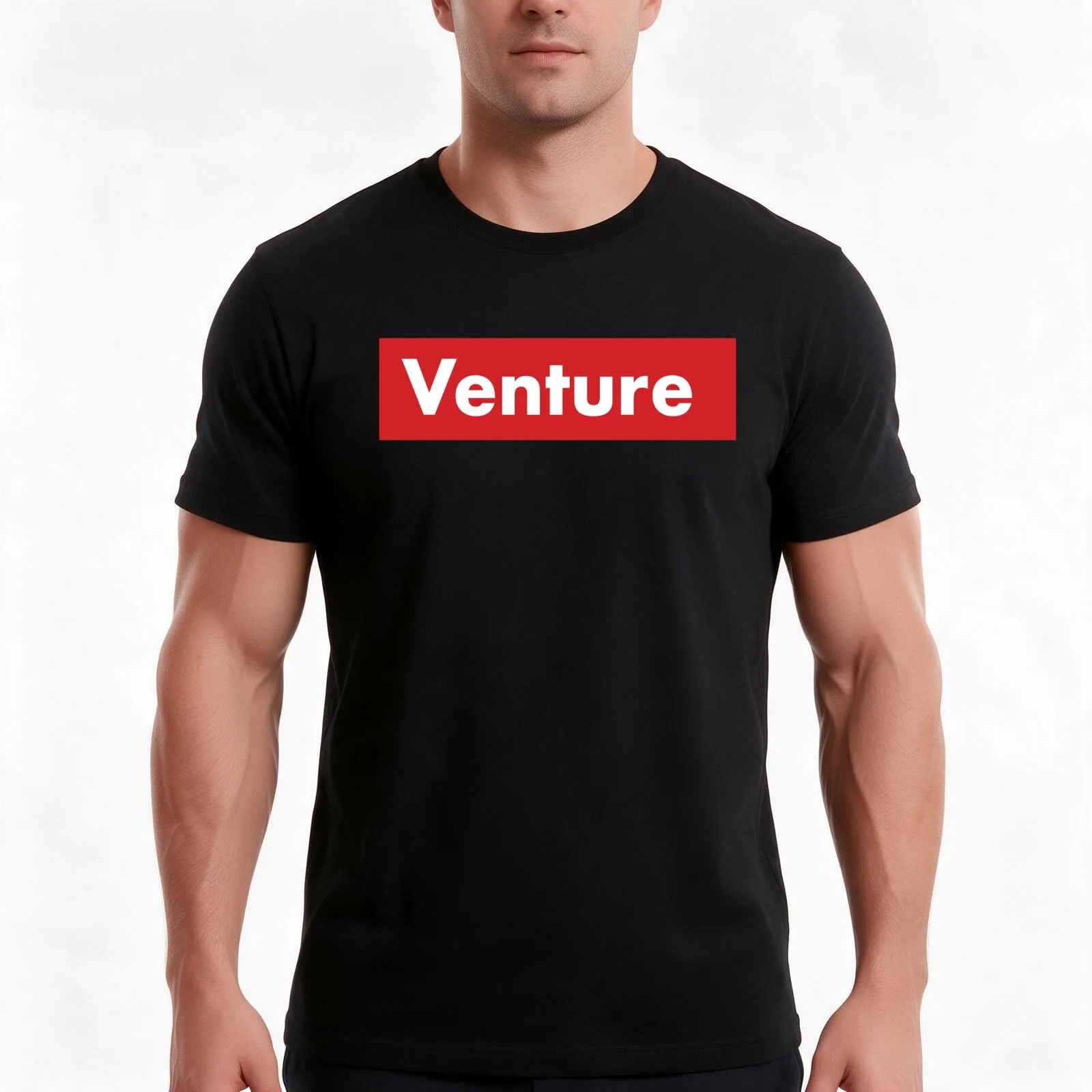 Team Venture T-Shirt, Summer Casual Cotton Tee, Oversized Streetwear Tops, Vintage Graphic Print, Loose Fit Short Sleeve