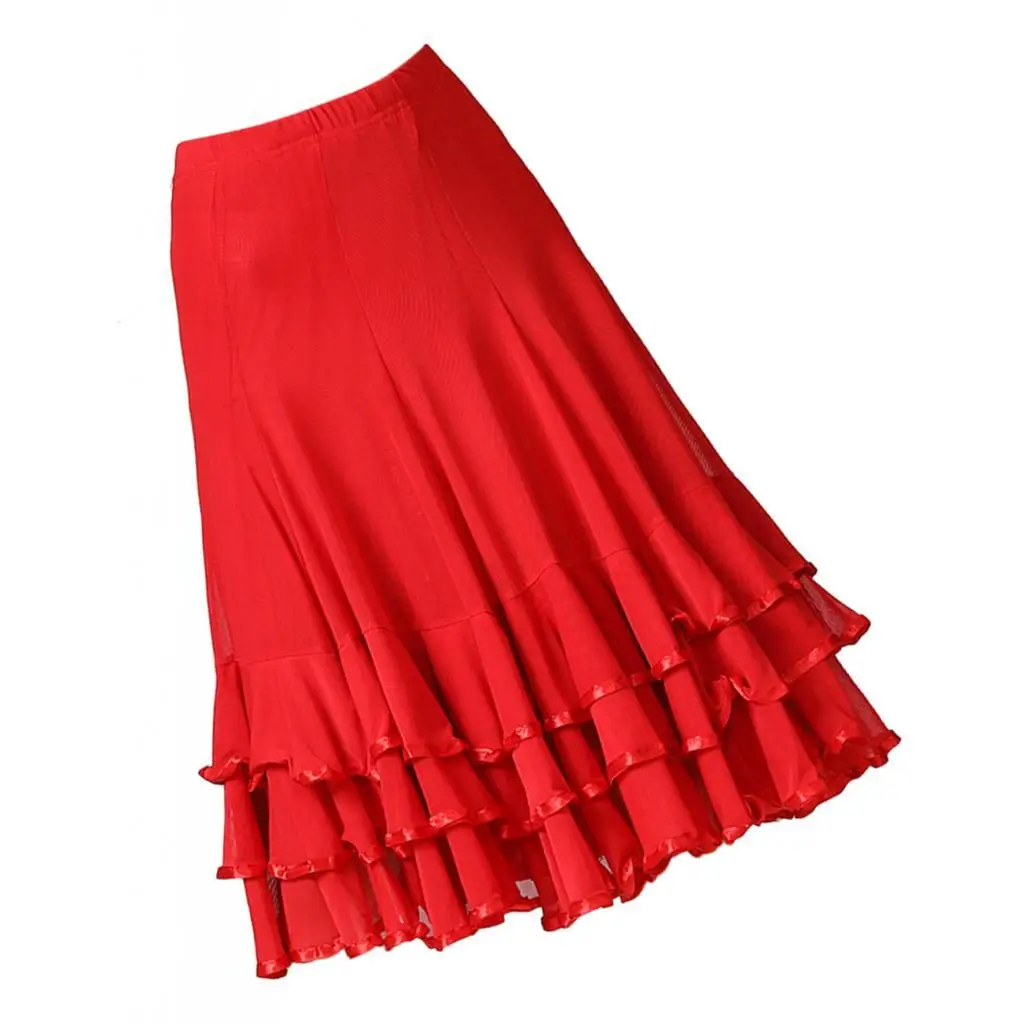 Modern Ballroom Skirt Pleated Design Latin Dance Dress Dancewear Bottoms for Tango Waltz Training
