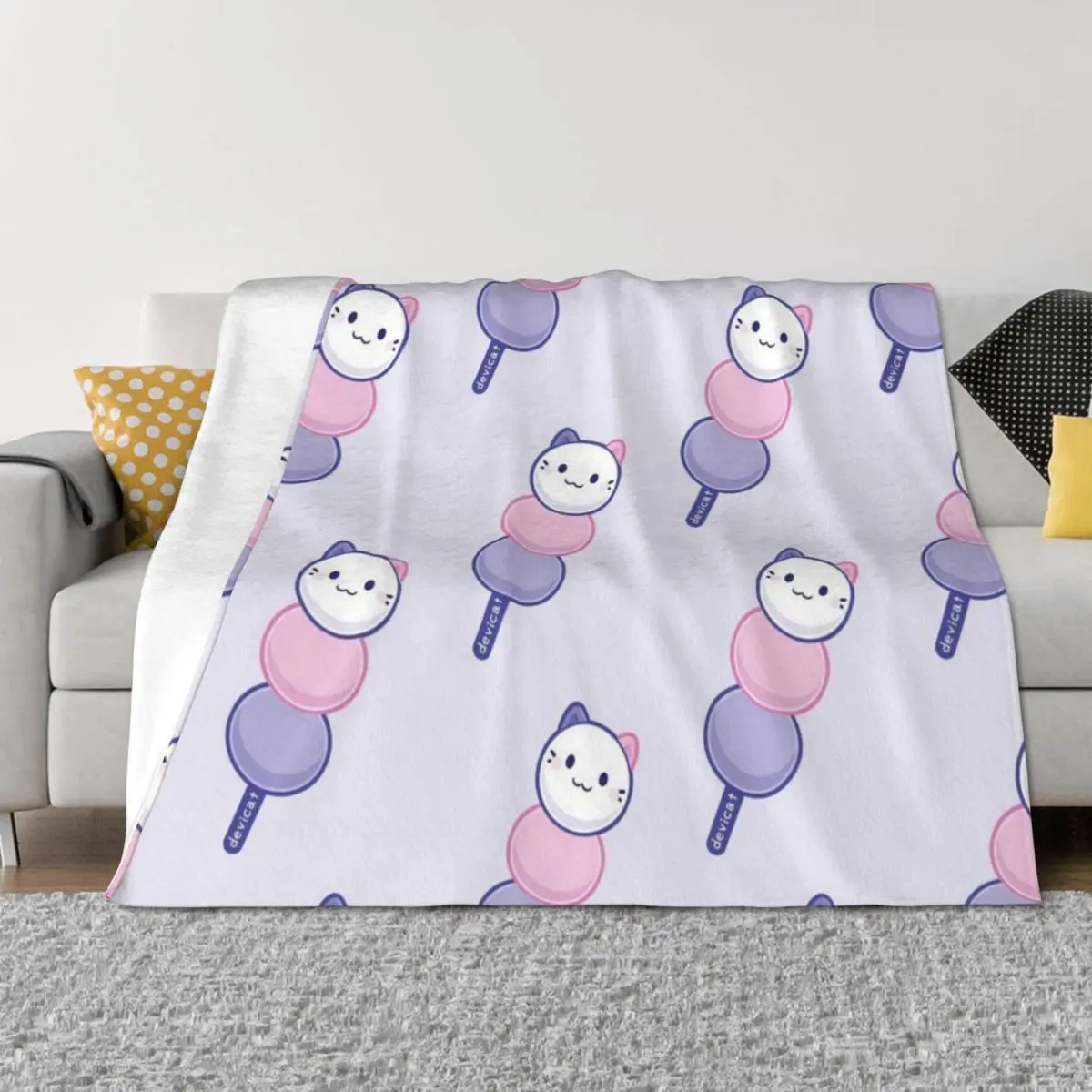 

CandiCat Dango  2022 Throw Blanket for sofa Custom Personalized Gift Summer Beddings Blankets