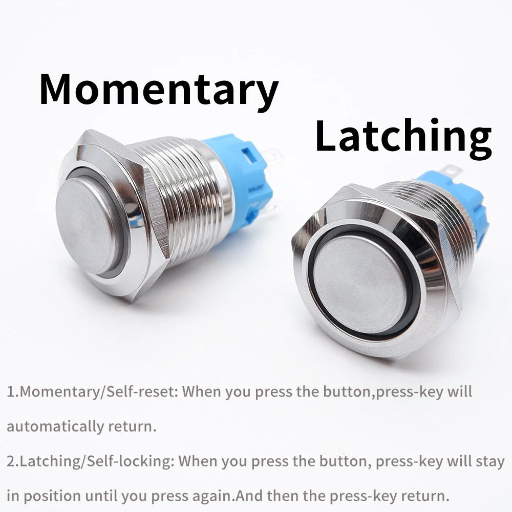 10PCS 16mm 19mm 22mm Metal Power Switch Push Button Switch LED Light Waterproof Self Reset/Lock Button Car Start Switch 12V 24V