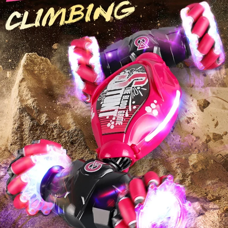 4WD RC Drift Car With Music Led Lights 2.4G Gesture Radio Remote Control Spray Stunt Car 360° Rotating Climbing Car Toys Gift