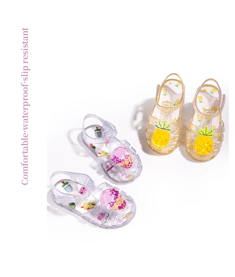 Modische Sommer-Neuheit: Kinder-Jelly-Sandalen, Trendige Süße Strandschuhe, Mädchen-Cartoon-Frucht-Sandalen, Schüler-Kristallschuhe – Detail 15
