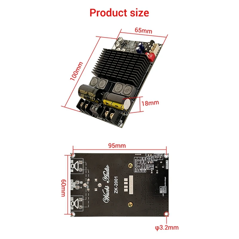 ZK-2001 TPA3221 100WX2 двухканальный чистый задний сценический цифровой усилитель плата 200 Вт AMP мостый моно сабвуфер динамик
