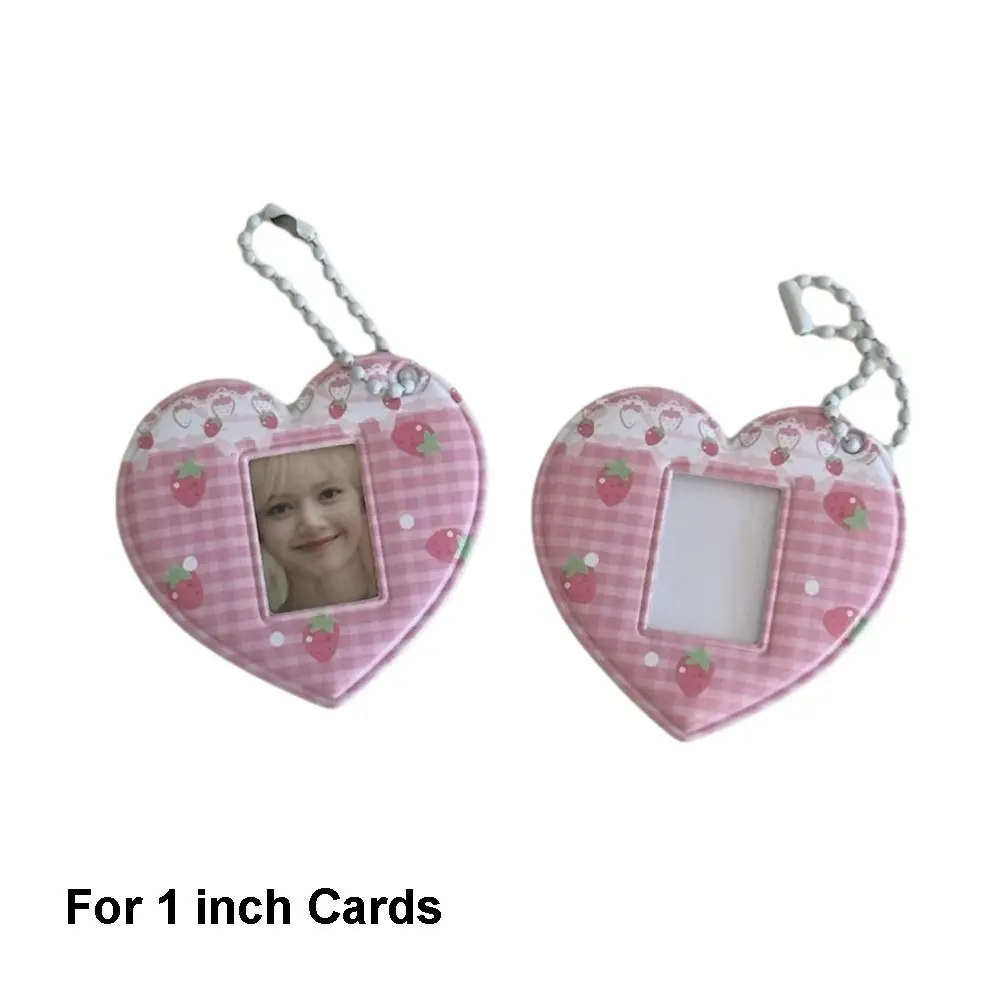 Heart Shape 1 Inch Photo Card Holder Cute Design with Keychain Photo Storage Pendant Korean Style Cute