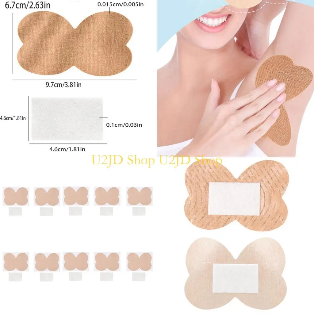 U2JD 10Pieces Butterfly Design Sweat Pads No Residues Adhesive For Summer Dresses