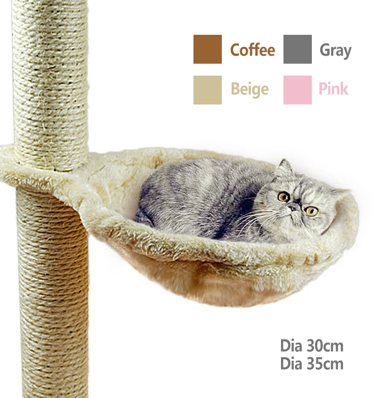 Soft Cat Hammock Install On Cat Tree Cat Sleeping Kennel Hanging Thick Plush 4Colors Big Bed Pet Dia 30cm/35cm Cat Capacity Big