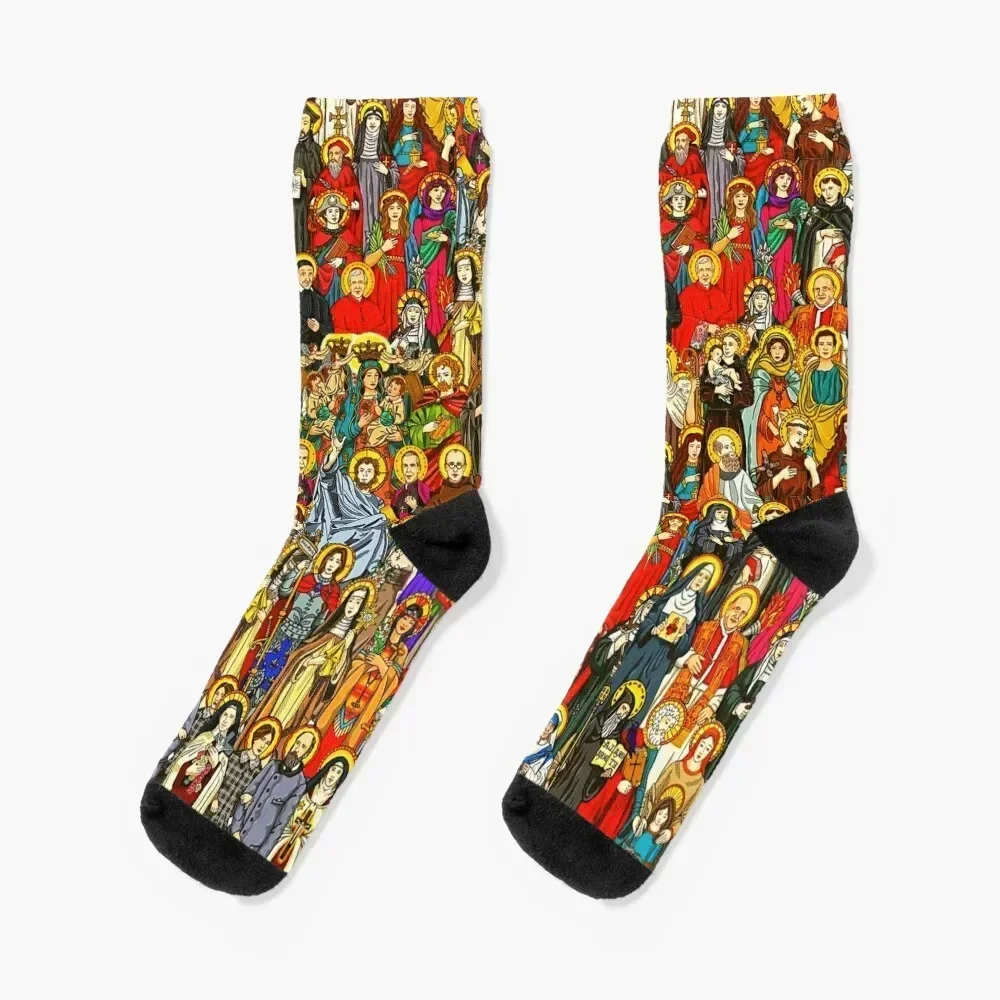 Saints, All saints, Catholic Saints Socks Stockings compression gift Socks Male Women's