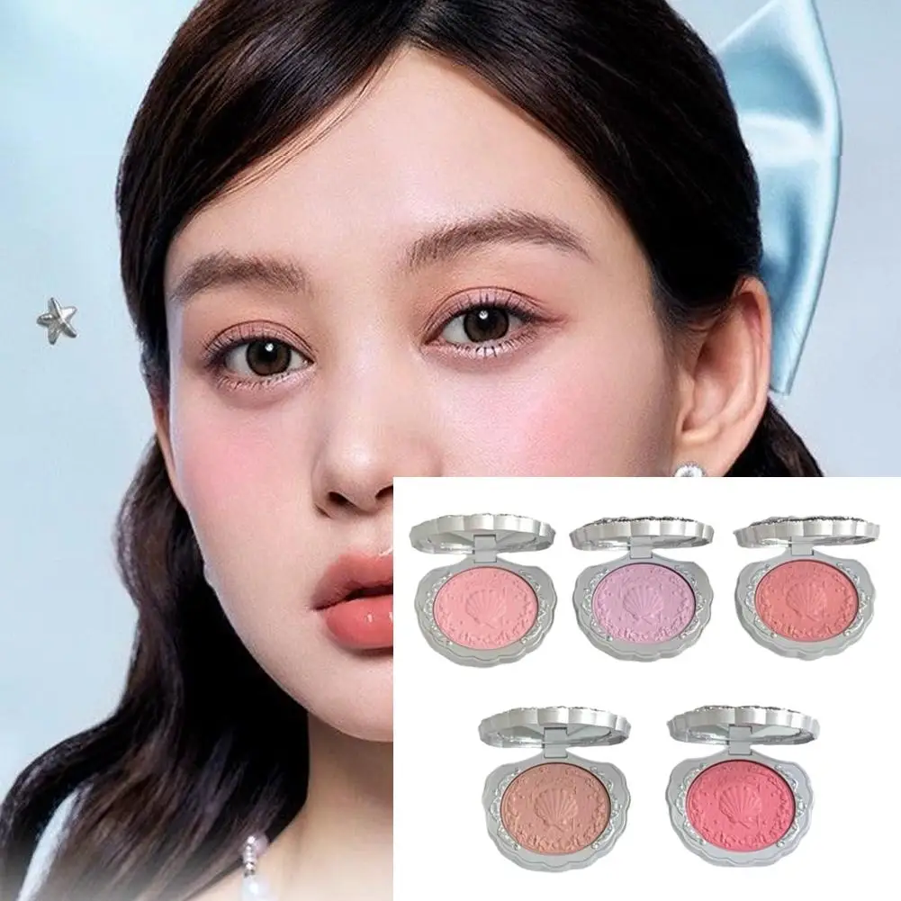 Flower Knows Pearl Shell Shape Velvet Embossed Blush Matte Finish Buildable Blendable Powder Blush สําหรับแก้มสําหรับทุกสีผิว