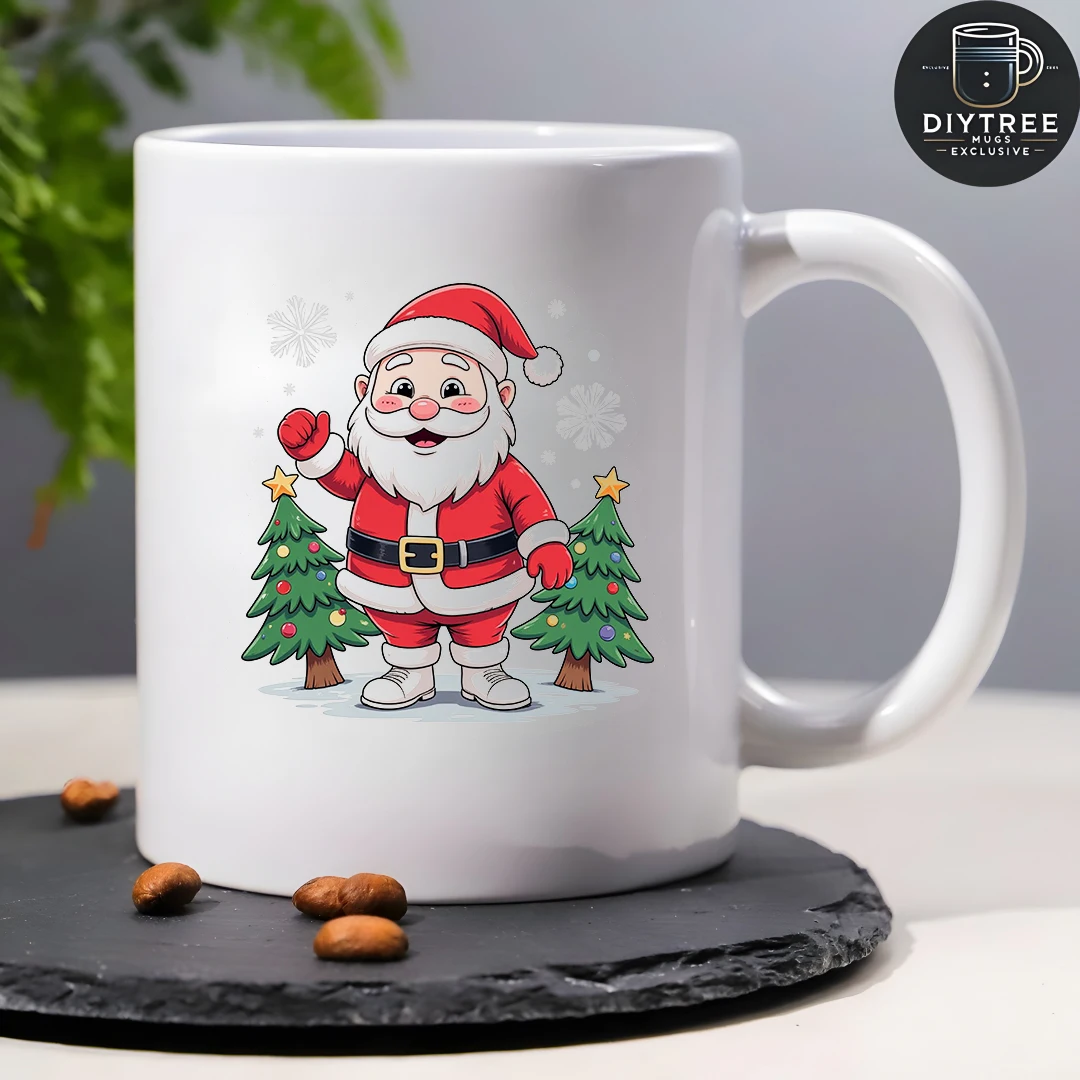 Tazza di Babbo Natale cartone animato Tazza per bambini da 11 OZ Regalo di Natale personalizzato Essenziale per la famiglia e l'ufficio Tazza da caffè Regalo per la casa