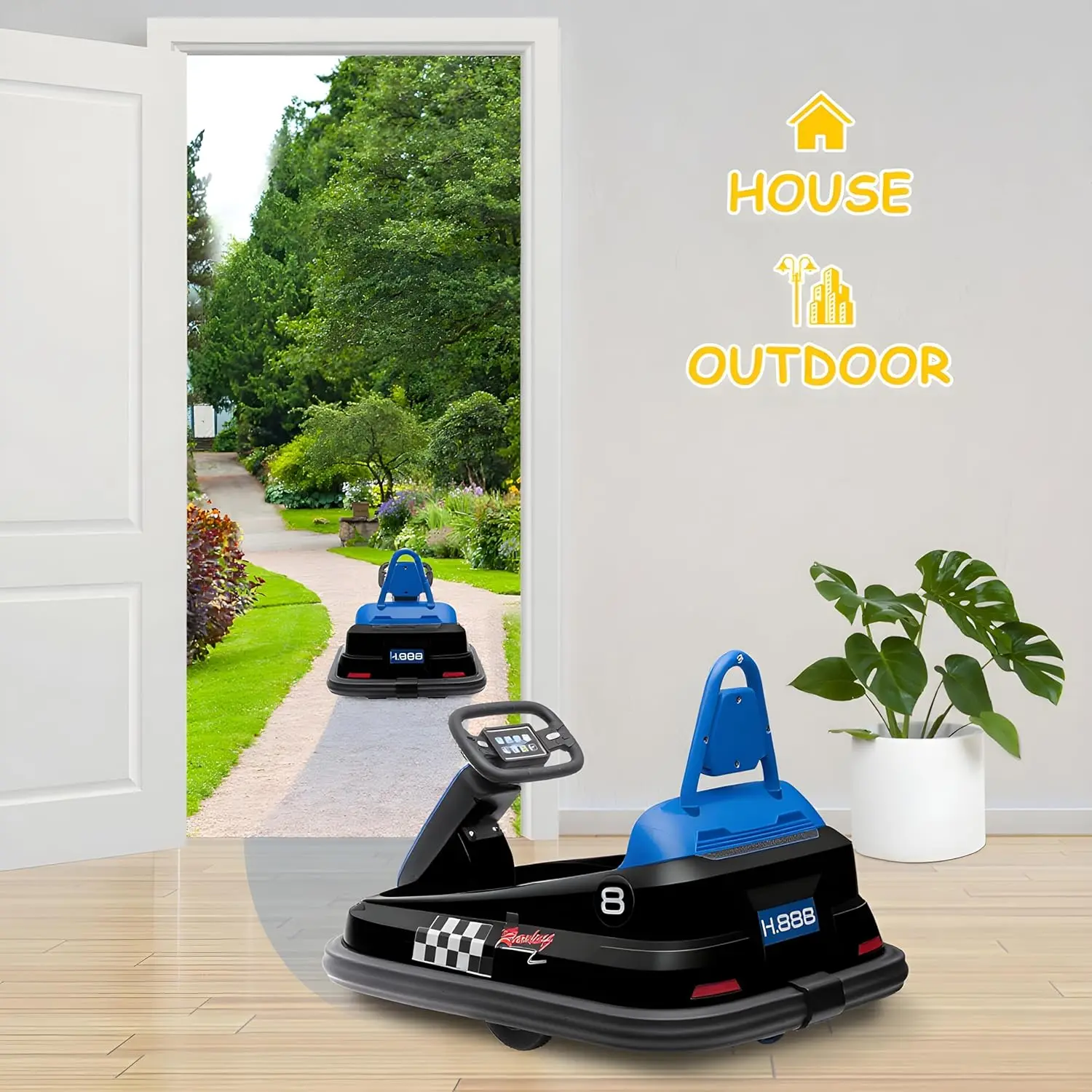 سيارة ممتصة للصدمات للأطفال الصغار 6 فولت ركوب كهربائي على ألعاب للأطفال 1.9 ميلا في الساعة أقصى سرعة عجلة القيادة 360 درجة تدور أضواء الموسيقى والقرن