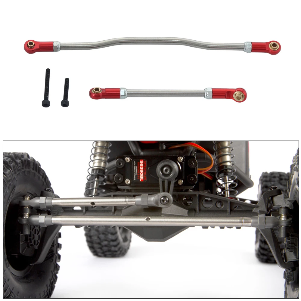 2Pcs Metal Adjustable Steering Linkage Servo Link Pull Rod for 1/10 RC Crawler Car Axial Capra 1.9 Unlimited Trail Buggy RTR