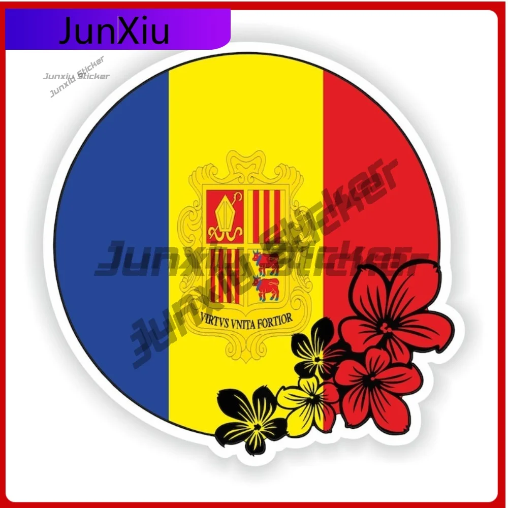 

Andora Round Flag Flower Stickers Anti Scratch Exterior Decorative Graphic Decorative Decals Suv Outdoor Camping Car Advebture
