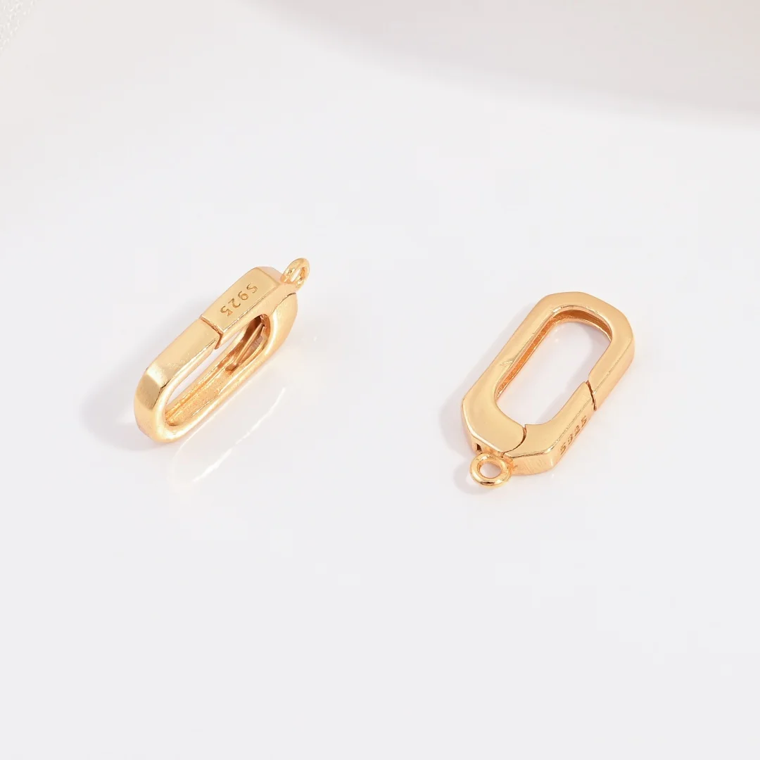 Cierre Universal Rectangular de plata de ley S925, pulsera y collar hechos a mano, Material de cierre de resorte SK149