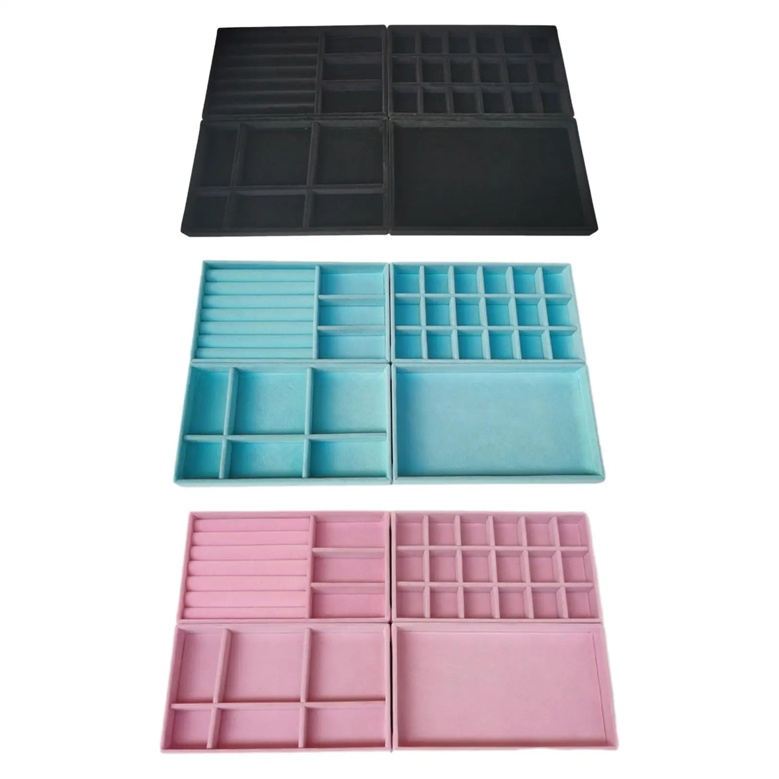 

4Pcs s Organizer Brithday Gift Durable Flocking Drawer Inserts Showcase Container for Brooch Bangle Ear