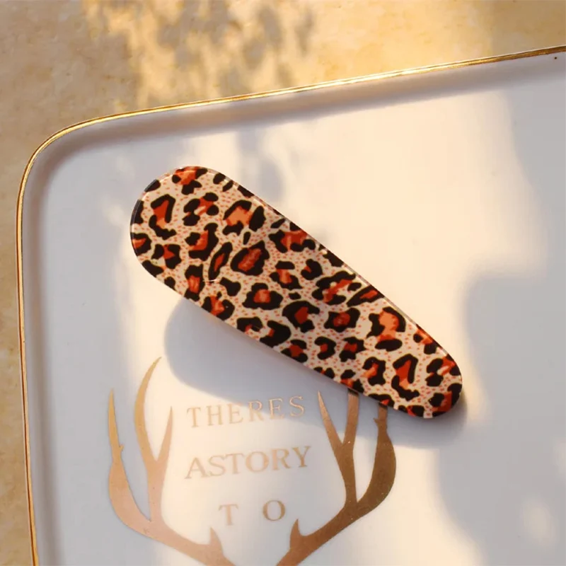 Promotional Hair Clip Leopard Print Barrettes Acrylic Water Drop Hairpin Alligator Hair Clips Side Pins Women Hair Accessories