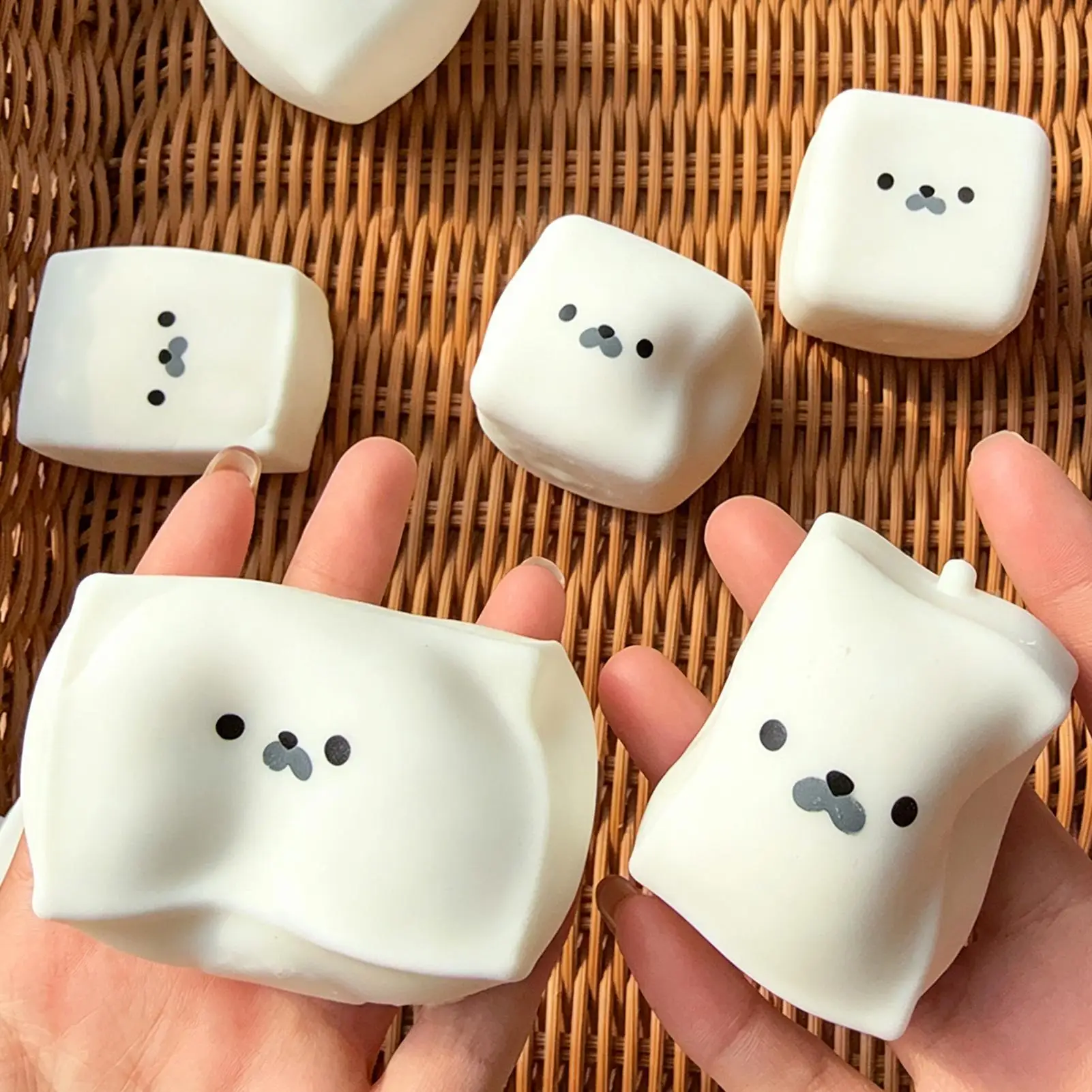 Cute Milk Cube Seal Squeeze Toy Kawaii Soft Slow Rising Stress Relief Fidget Toy Sensory Stress Ball Lovely Birthday Gift