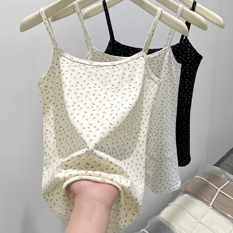 2026 New Summer Women's Backless Camisole Printed Floral Vest with Pastoral Girl Style Sexy Top Women's Outer Wear Slim Fit Cute