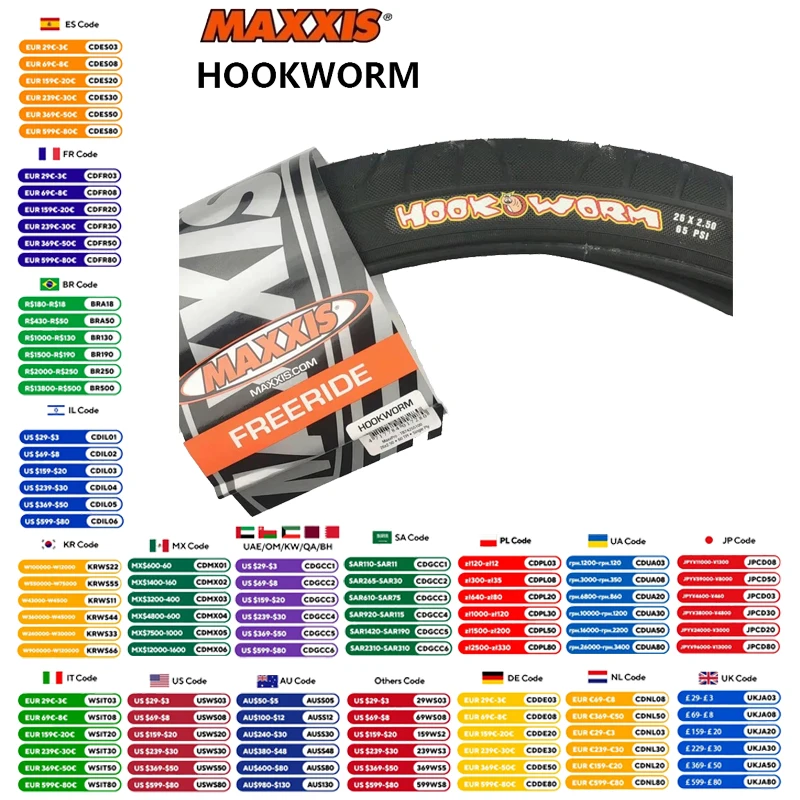 MAXXIS HOOKWORM Steel Wire Tire 20x1.95 110 PSI 24x2.5/26x2.5/29x2.5/27.5x2.5 65 PSI URBAN FREERIDE Original MAXXIS Bicycle Tire