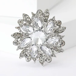 Rhinestone Flower Brooches for Women 8-color Luxury Office Party Collection Friends Gifts Accessories