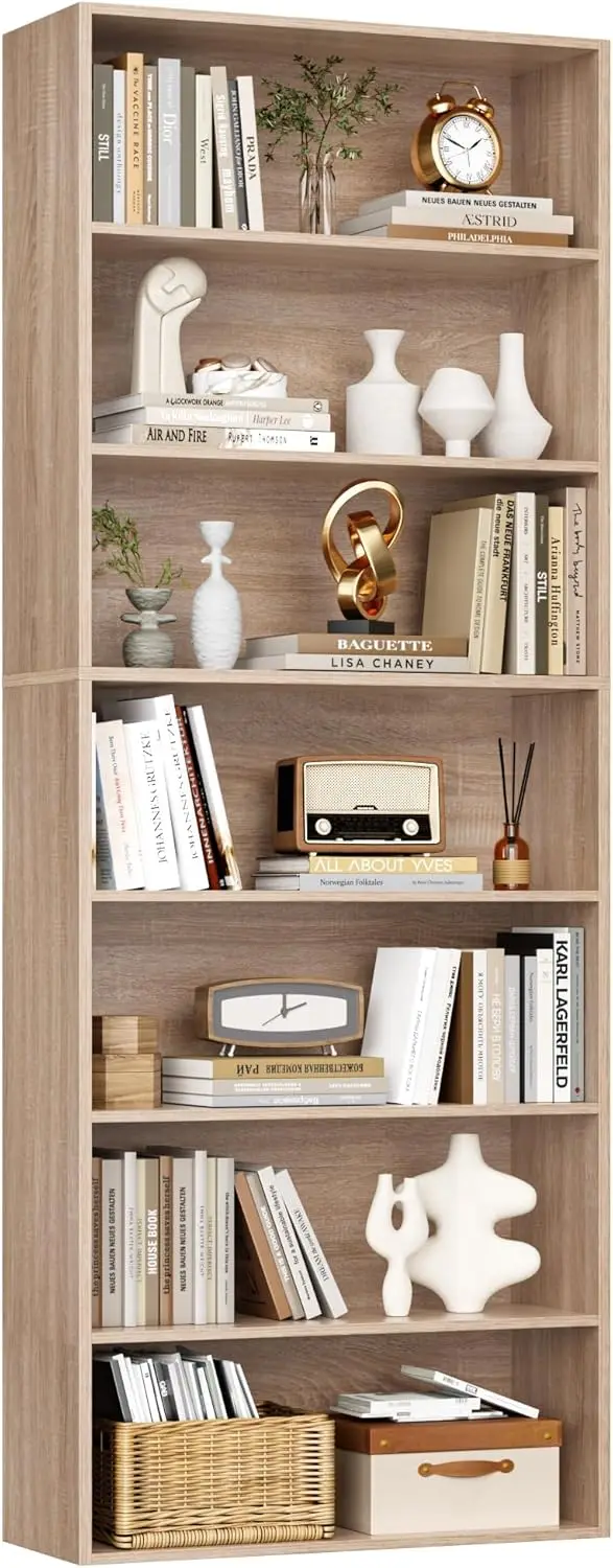 Bücherregal، Regal mit 7 Facherern، Bücherschrank، Standregal، Aufbewahrungsregal، فور Wohnzimmer Büro Schlafzimmer، 209,5 × 60 ×