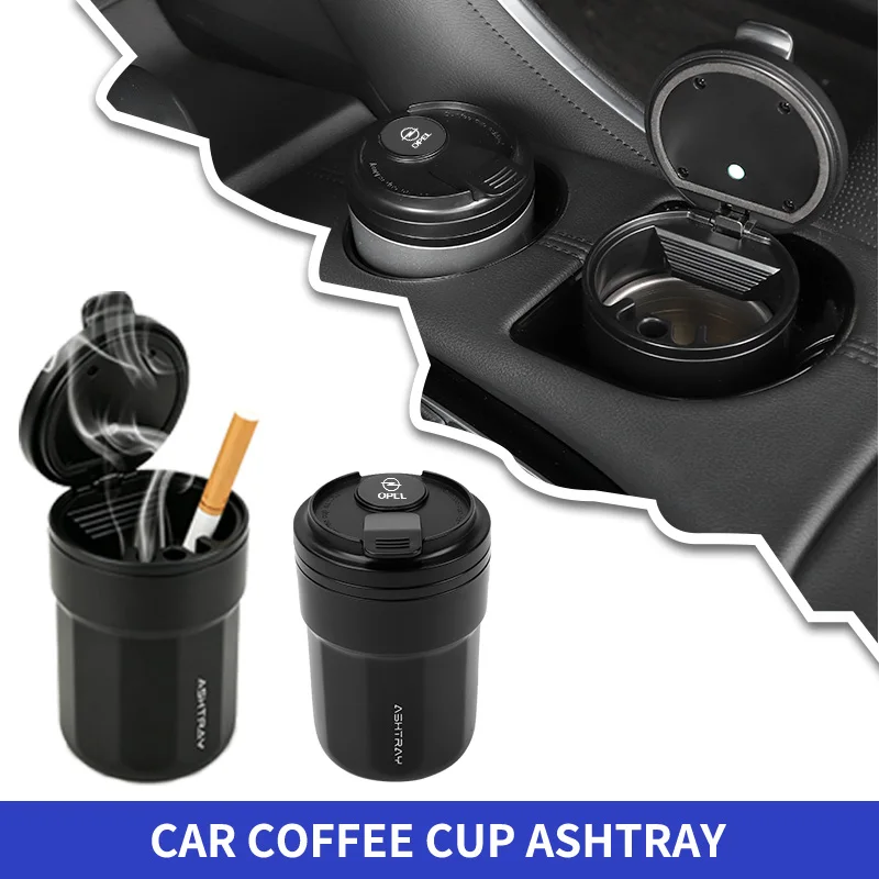 Car LED Ashtray Retardant Ash Case Cigarette Box Ash Holder Accessories For Opel Corsa Astra Insignia Vectra Zafira Meriva Mokka