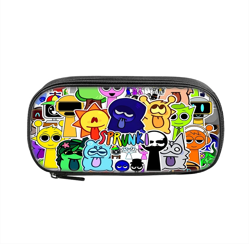 Sprunki 만화 애니메이션 펜 상자 가방 학생 대용량 학교 용품 지퍼 연필 케이스 어린이 생일 선물