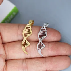 2pcs Chemistry DNA Double Helix Stainless Steel Charm Pendant for Science Necklace Bracelets Jewelry Making Handmade Craft DIY