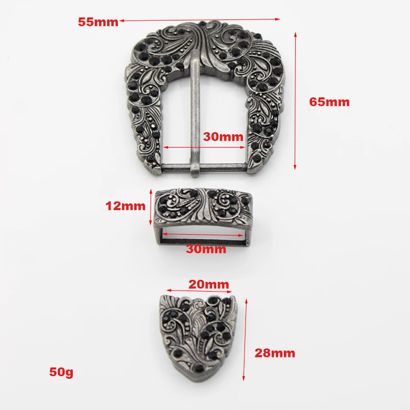 1sets 30mm Metal Belt Buckle Only Rhinestones Ancients Carve Pattern Pin buckles For Women Jeans Waistband DIY Crafts