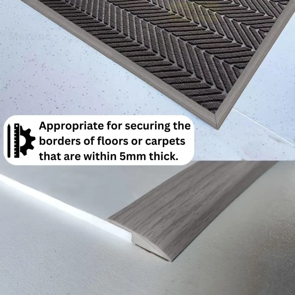 2024 Carpet To Tile Floor Transition Strip Wear-resistant Self Adhesive Threshold Cover Cuttable PVC Flat Button Strip Doorway