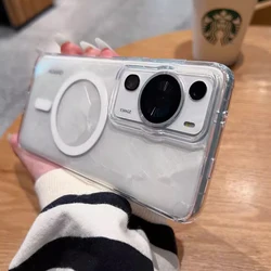 Phone Case For Huawei P60 Pro Art Wireless Charging Magsafe Magnetic Shockproof Transparent Silicone Cases Cover For P60 Art