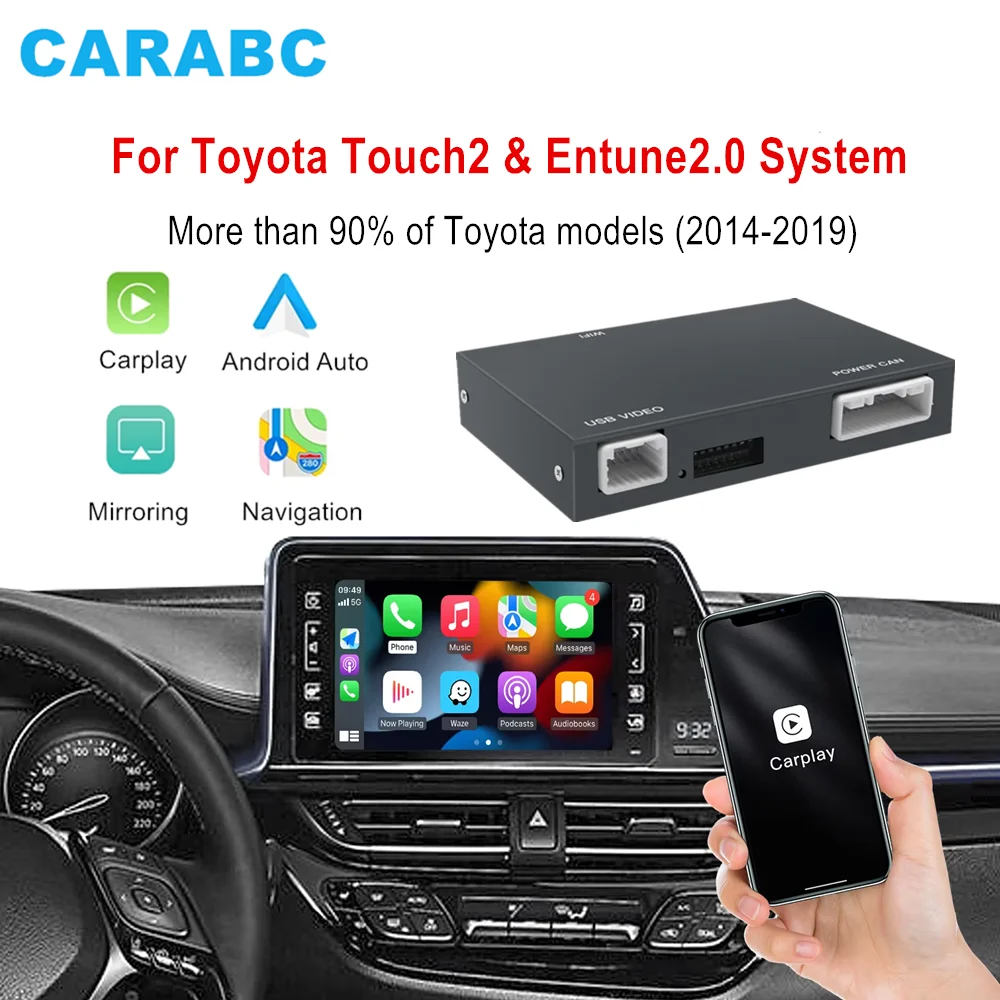 For TOYOTA RAV4 Highlander Tundra Sienna Prius Yaris Camry CHR Wireless Carplay Android Auto Navigation Touch 2 Entune 2.0