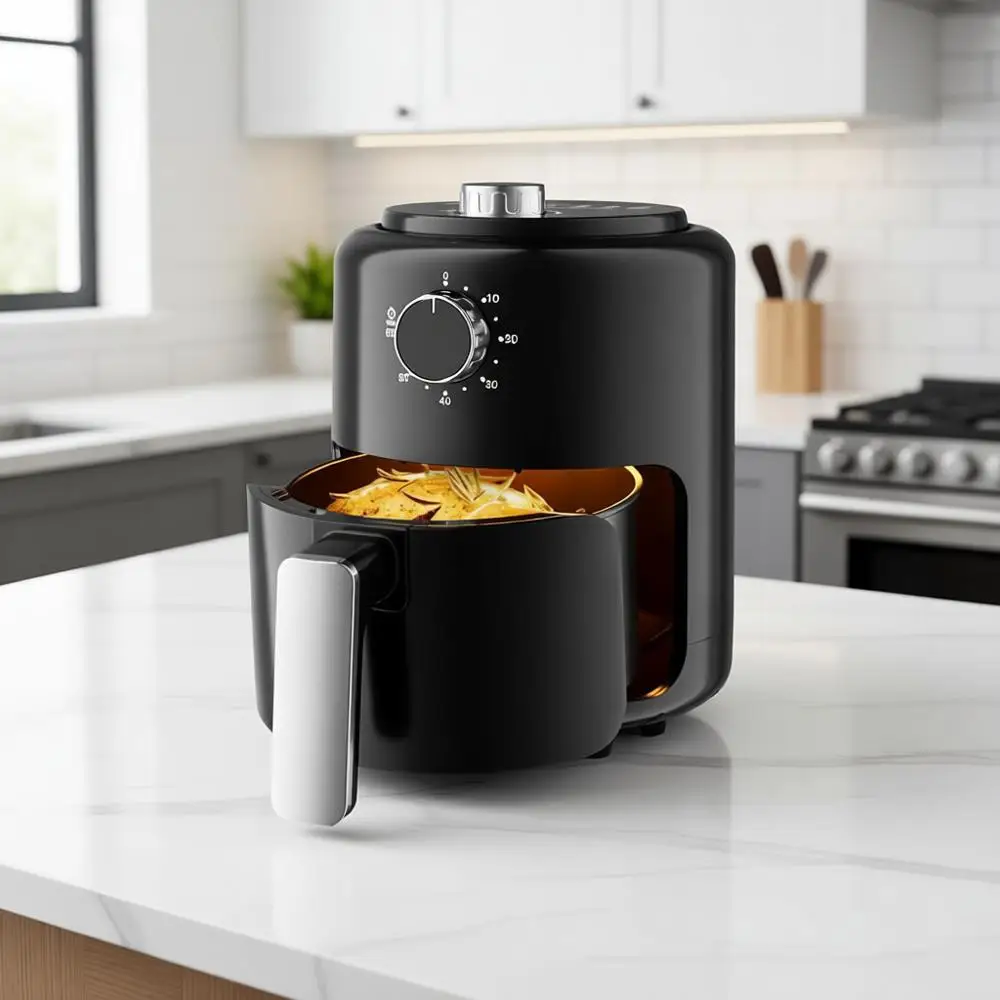 

Compact Air Fryer 2.1 QT, Adjustable Time & Temp, Space Saving for 1-2 People, Quick Meals & Snacks