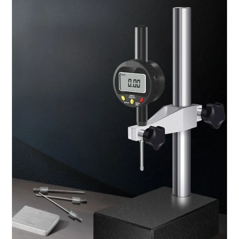 

A set of marble measuring seats for a digital dial altimeter, a height measuring instrument, a depth ruler, and a dial meter