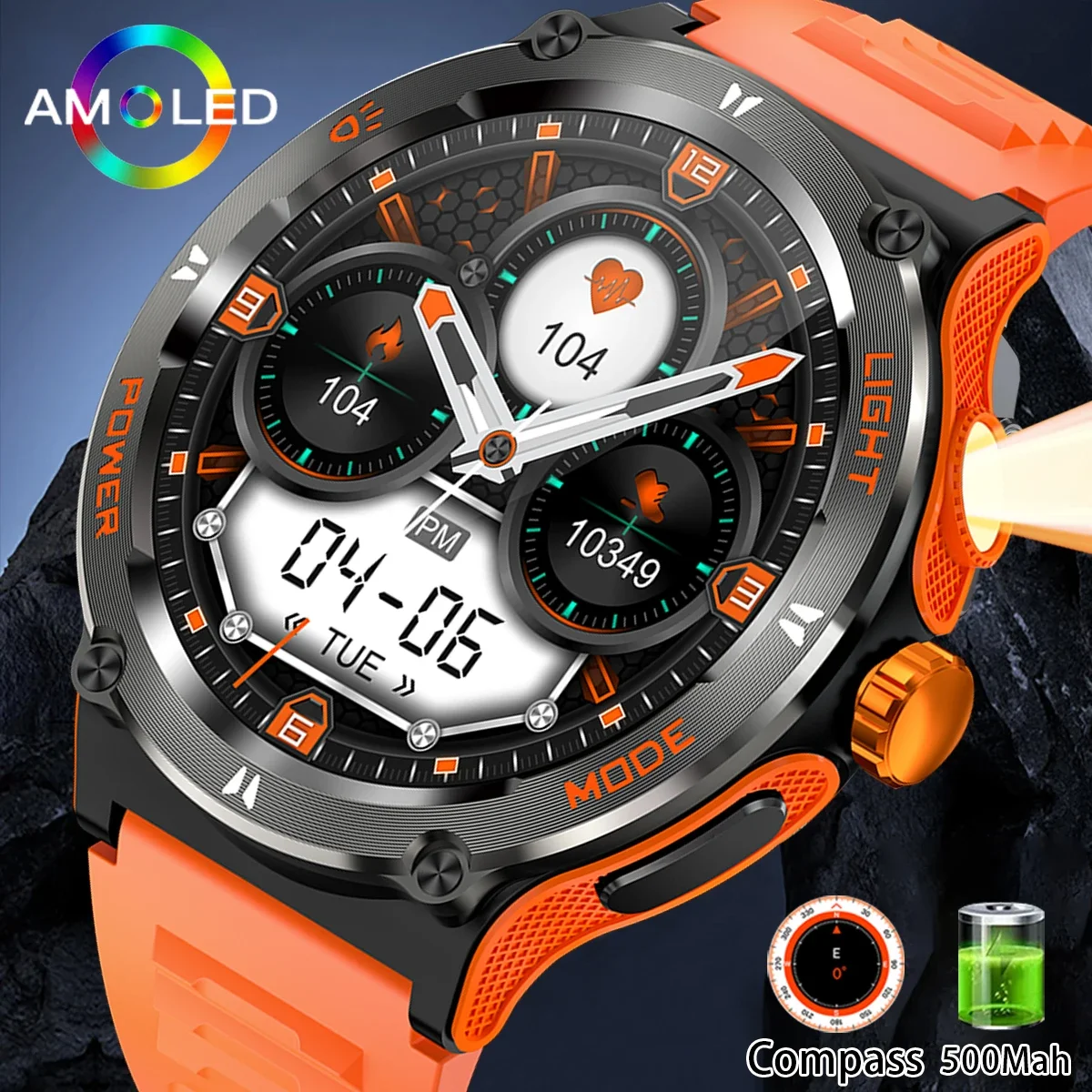 

2025 New Men's Rugged Military Smart Watch - GPS Track, BT Call, 3ATM Waterproof for Outdoor Sports