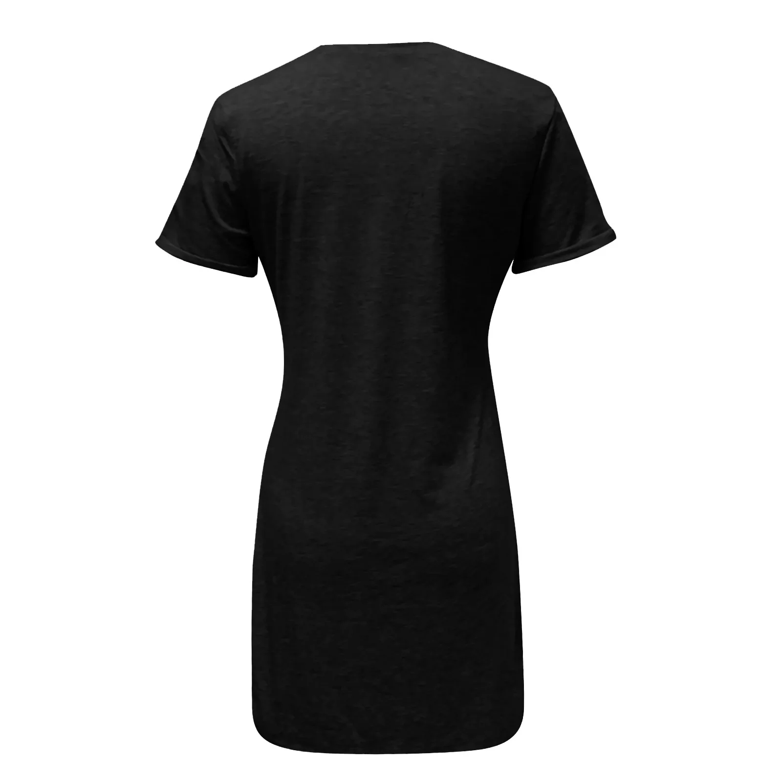 Summer Women\'s Tshirt Dresses Fashion Solid Color Tie The Knot V-Neck Short Sleeves Leisure Beach Dress