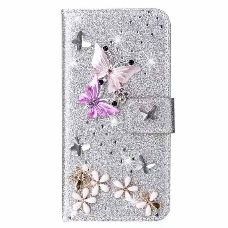 Flip Wallet Phone Case For IPhone 17Pro Max 16 15 14 13 12 11 Pro Max XR XS Max X 8 7 12mini  Glitter Rhinestone Cover Coque