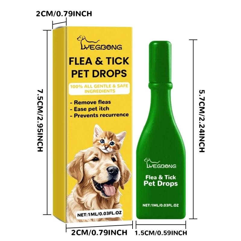 Natural Ingredient Pet Fleas Drop Parasites Removers 1ml Small Pet Animal Dogs Cats Hair Care Fleas Drop for Animals