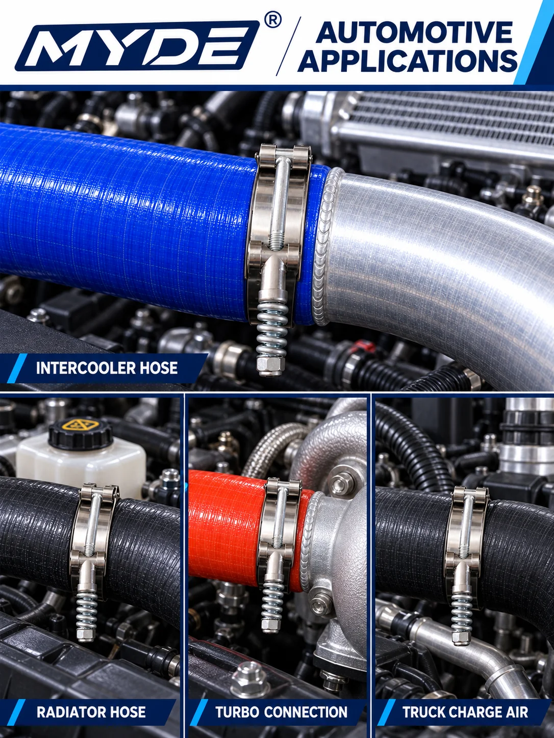 5 Stück Edelstahl-Feder-T-Bolzen-Schlauchschellen für Auto-Turbo-Ladeluftkühler-Kühler-Silikonschlauch – Detail 3