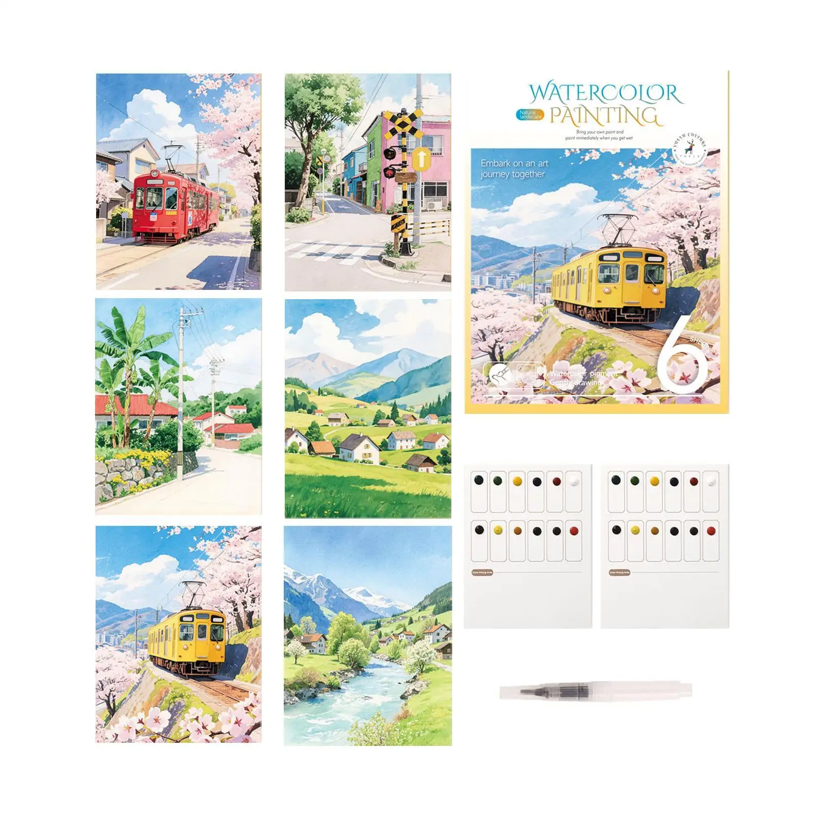 

Watercolor Kit 12 Colors Portable Professional Workbook With Pen Watercolor Painting Supplies For Home Studio School College