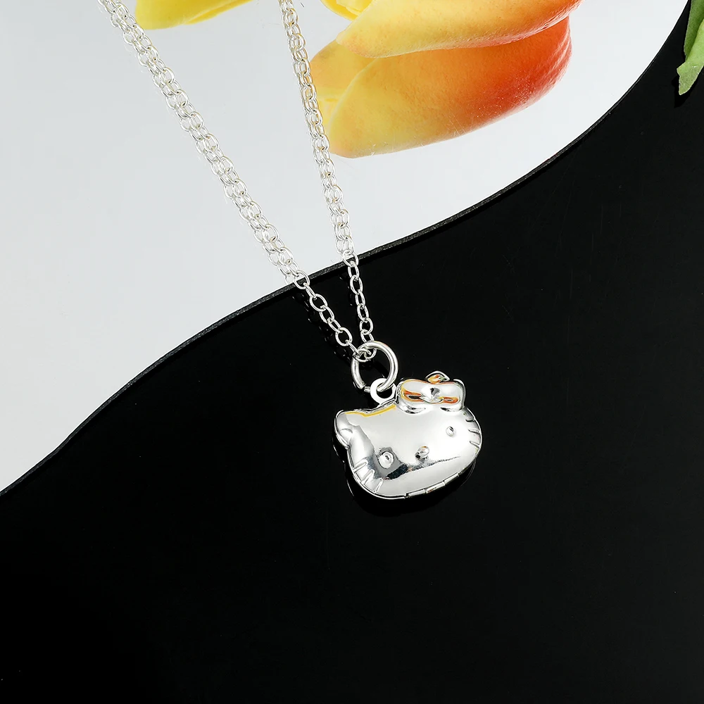 Y2k Hello Kitty Sanrio Necklace Korean Jewelry for Girls Fashion Pendant Can Open