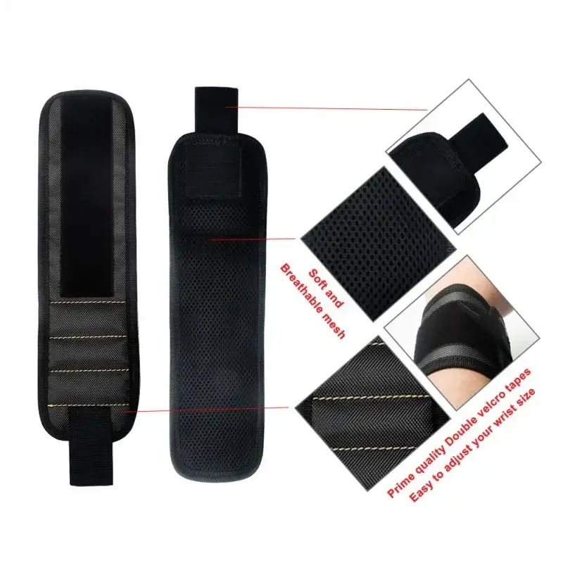 Strong Magnet Wristband Tool Bag Adjustable Tool Wrist Bands for Screws Nails Nuts Bolts Hand free Drill Bit Holder Spire Lamell