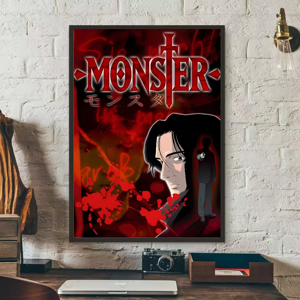 ملصق N-Naoki Urasawa S Monster Anime عالي الدقة جدار لاصق مقاوم للماء لغرفة المعيشة المنزلية وغرفة النوم والديكور الجمالي