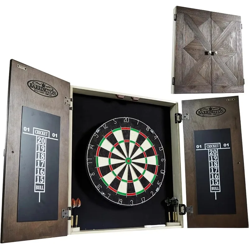 ^Barrington Bellevue Bristle Dartboard, Cabinet Style, Pre-Assembled | Pre-Assembled Wood Veneer Dartboard Cabinet With 18"